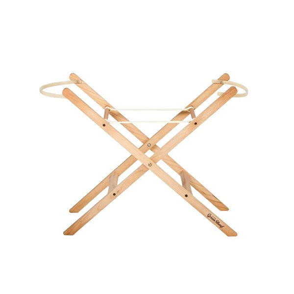 Organic Knitted Moses Basket, Mattress & Natural Foldable Stand Set