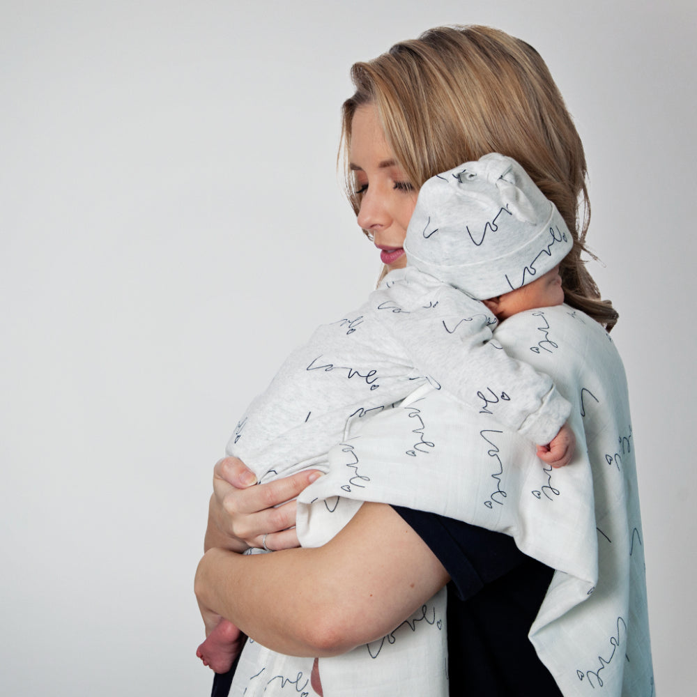 Love All Over Print Organic Baby Grow