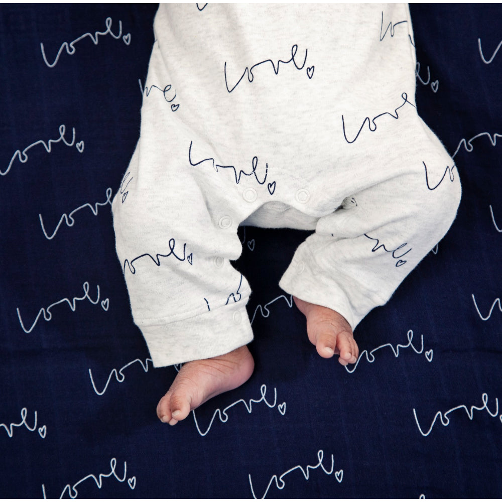 Love All Over Print Organic Baby Grow