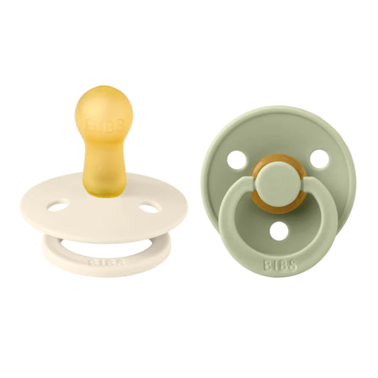 Latex Colour Round Soother 2pk Ivory/Sage