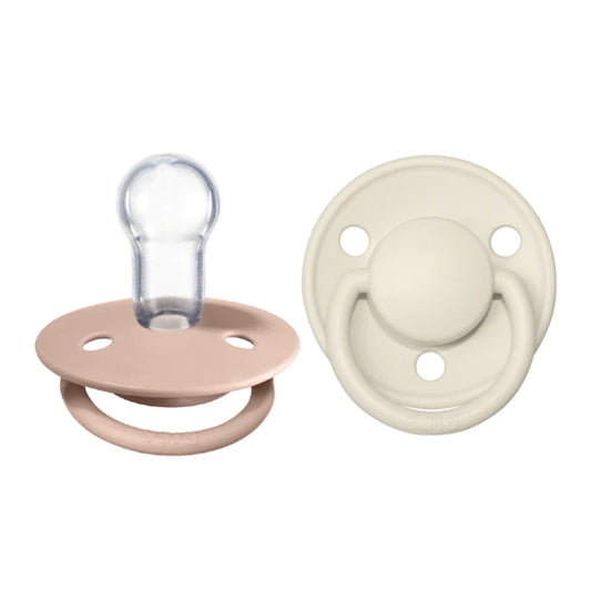 De Lux Round Silicone Soother 2pk Onesize - Ivory/Blush - BPA Free Dummy Pacifier