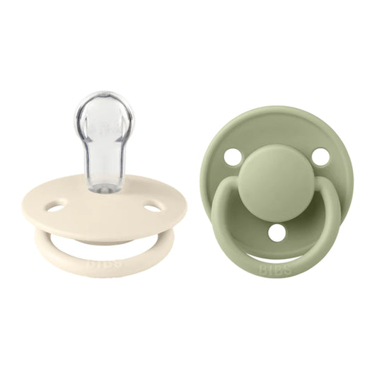 Silicone De Lux Round Soother 2pk Onesize - Ivory/Sage - BPA Free Dummy Pacifier