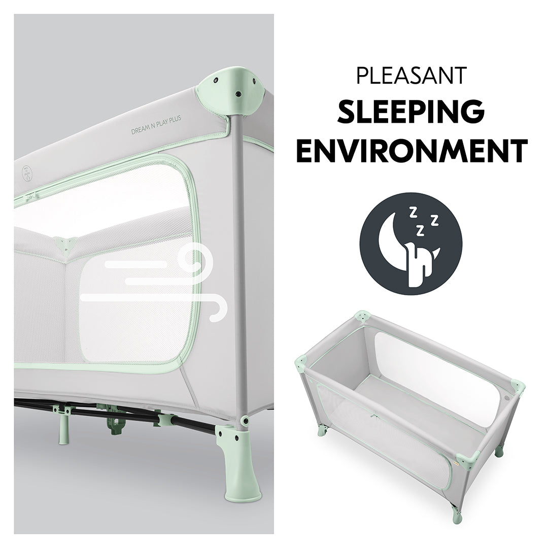 Dream N Play Plus Travel Cot - Dusty Mint