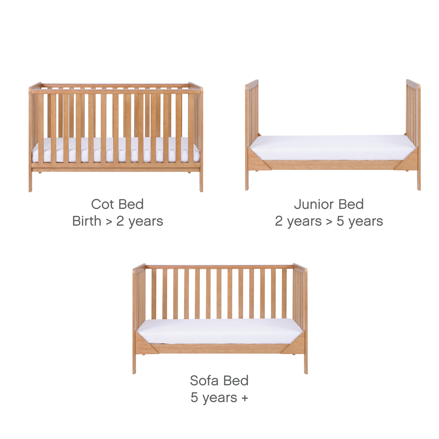 Malmo Cot Bed & Cot Top Changer & Mattress - Oak