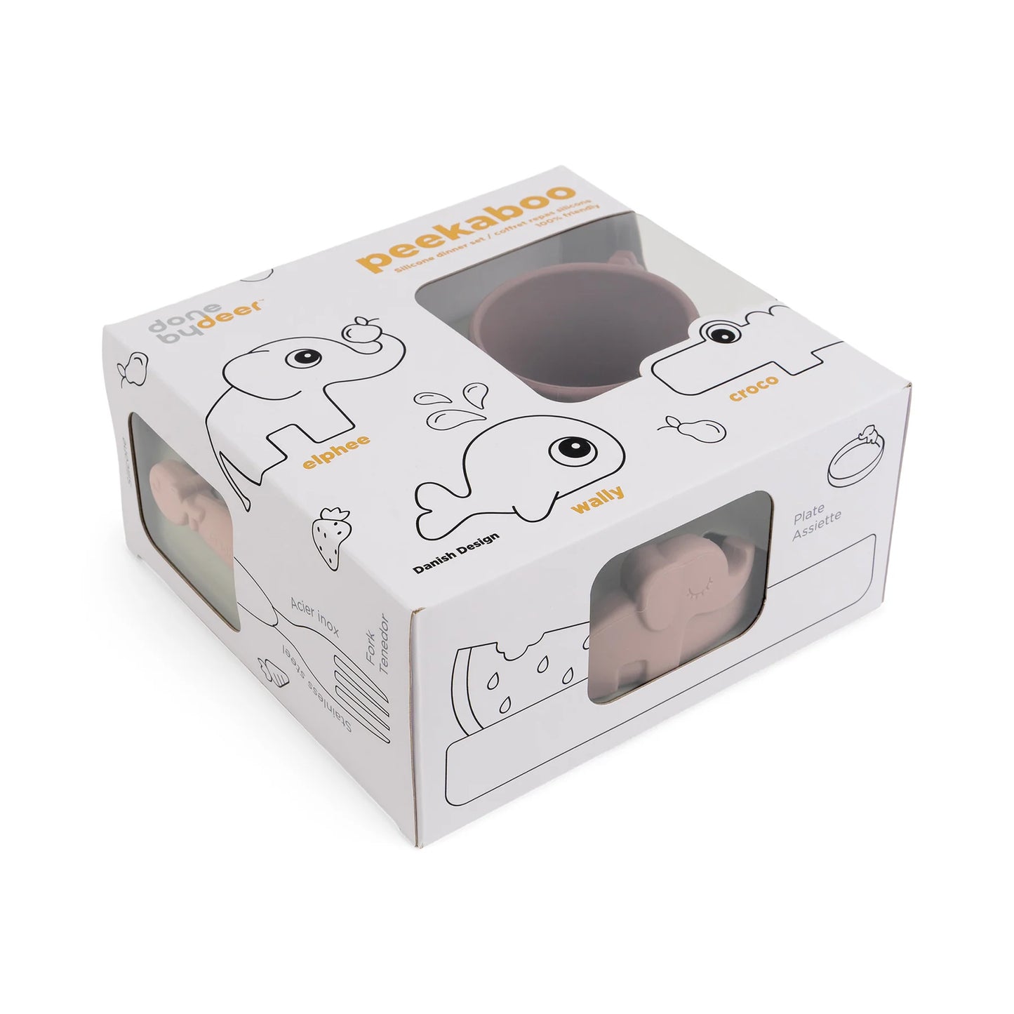 peekaboo dinner set - deer friends - powder