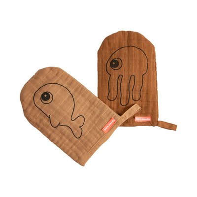 Done by Deer Wash Cloths 2 Pk Sea Friends - Mustard