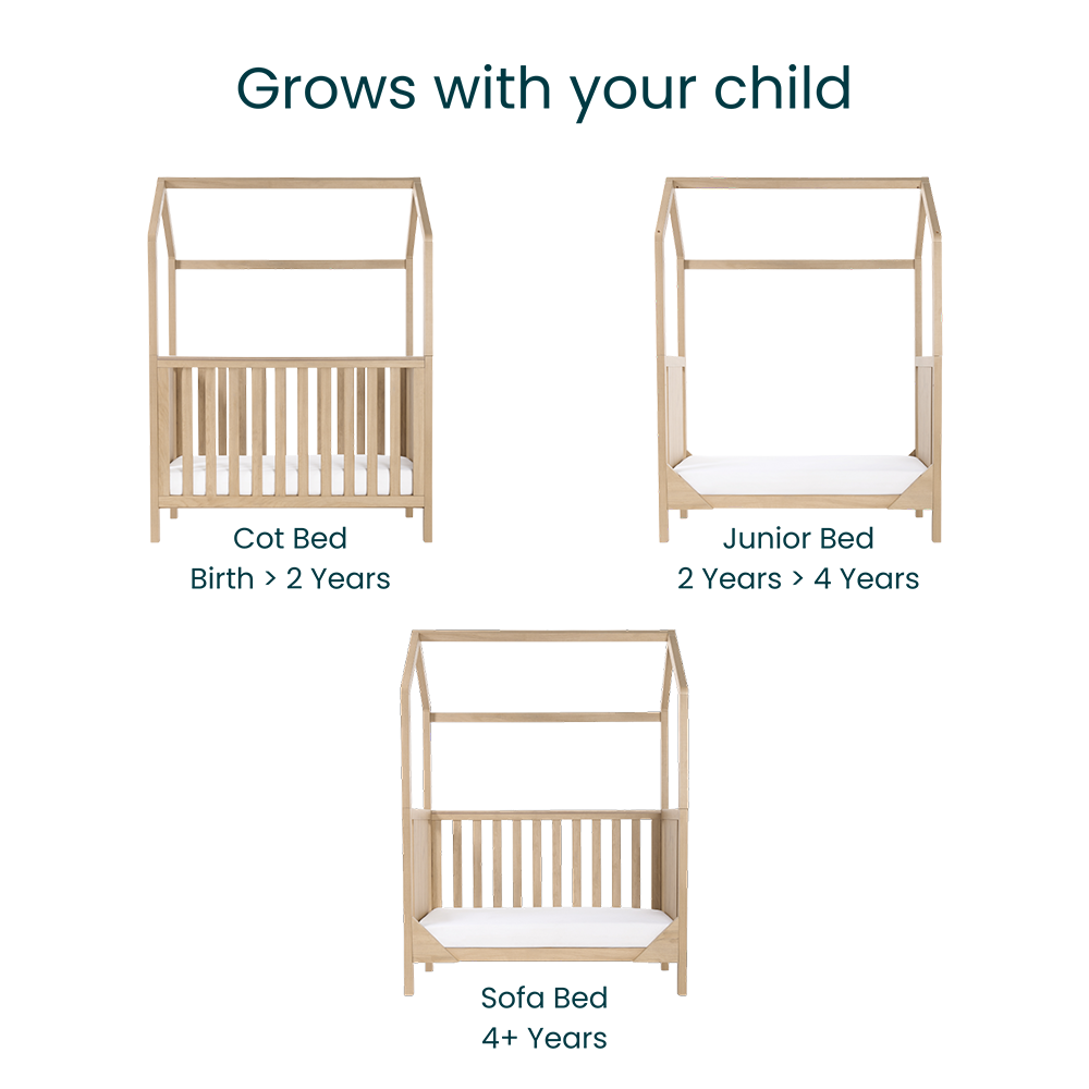 Casa 3 in 1 Mini House Cot Bed (120x60cm)