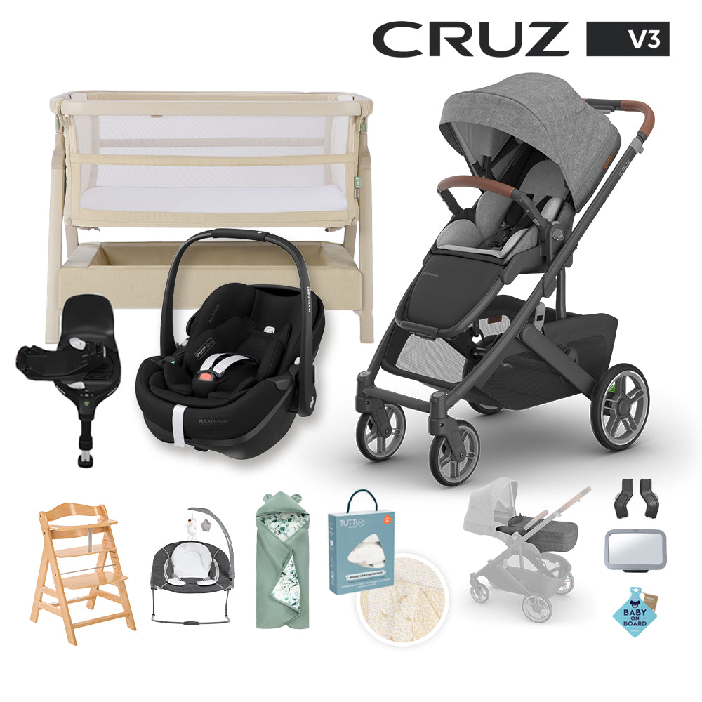 Uppababy Cruz V3 & Infant Cover, Maxi Cosi Pebble 360 Pro² & Familyfix 360 Pro Base Newborn Bundle – Kaliedy