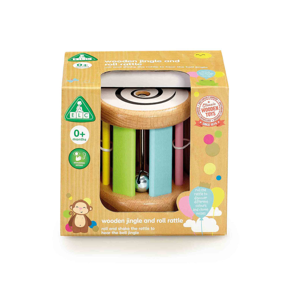 Wooden Jingle and Roll Rattle
