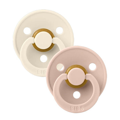 Latex Colour Round Soother 2pk Ivory/Blush