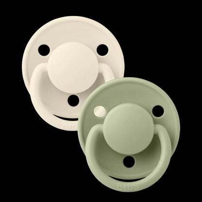 Silicone De Lux Round Soother 2pk Onesize - Ivory/Sage - BPA Free Dummy Pacifier