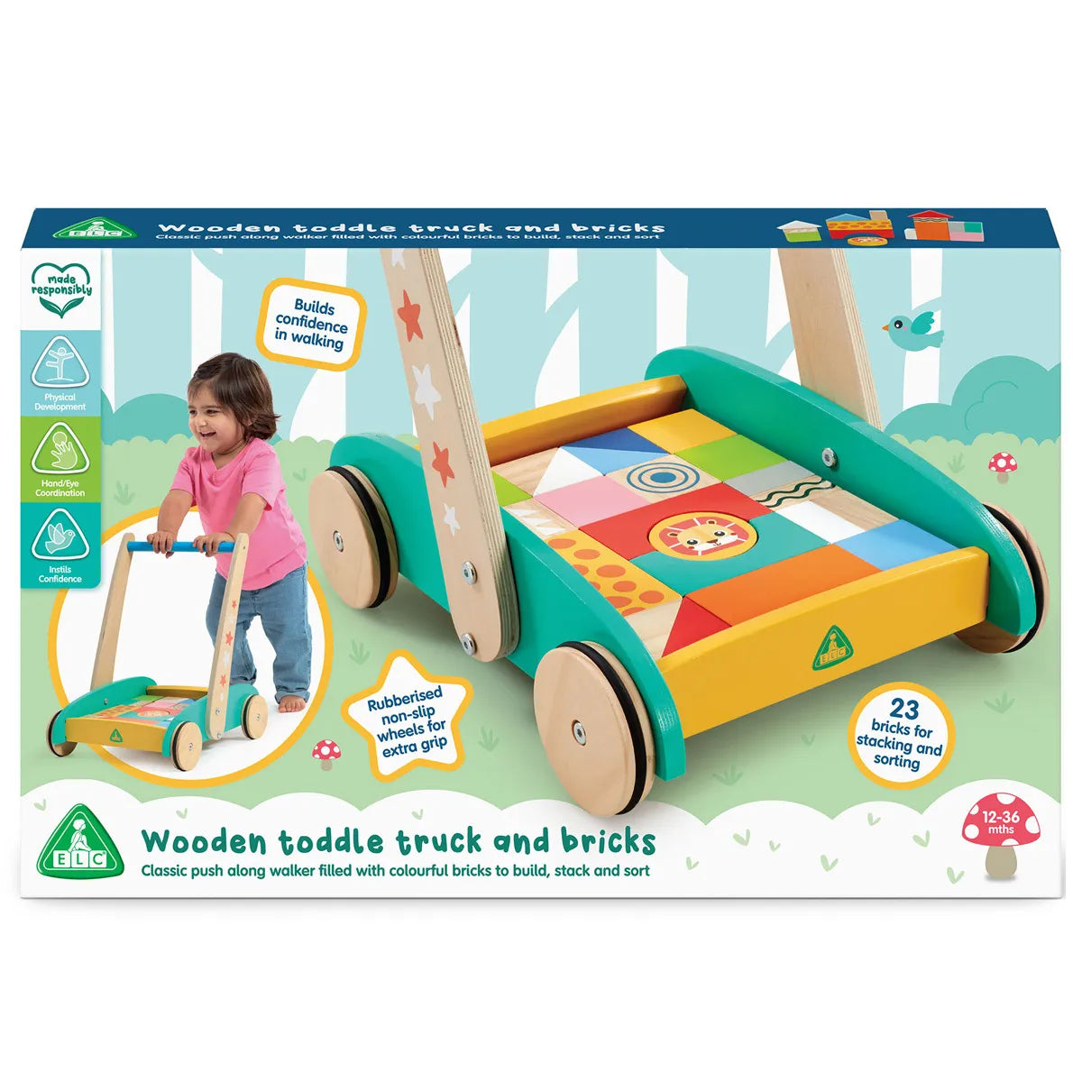 Wooden Toddle Truck and Bricks