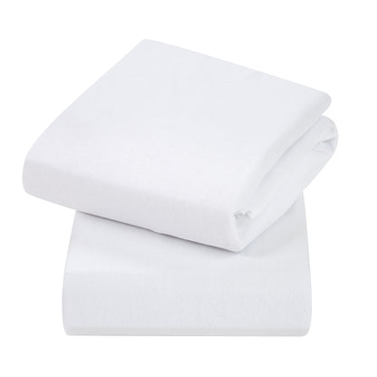 Moses & Pram Jersey Fitted Sheets 2pk - White