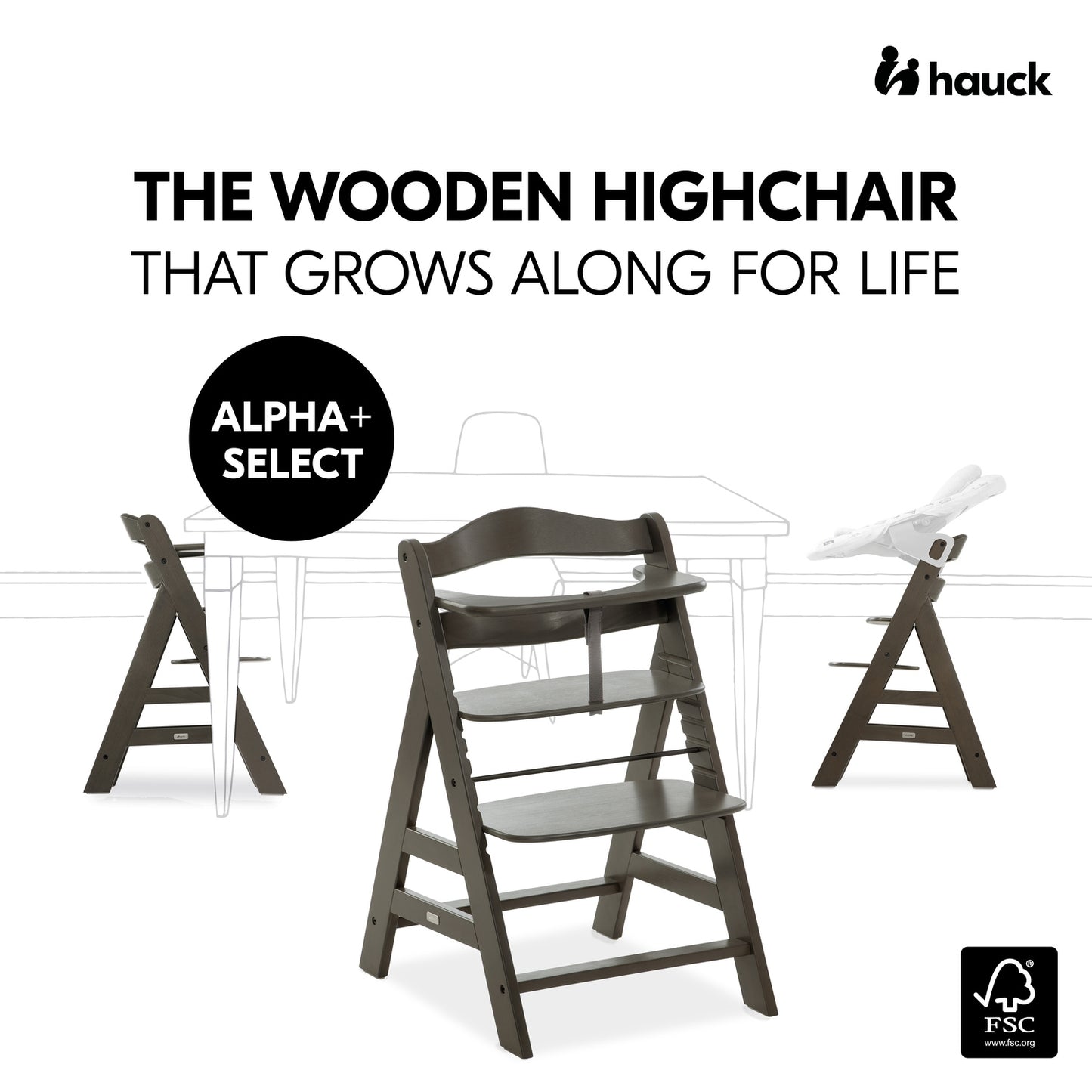 Alpha+ Select Wooden Highchair (6mths+) - Charcoal