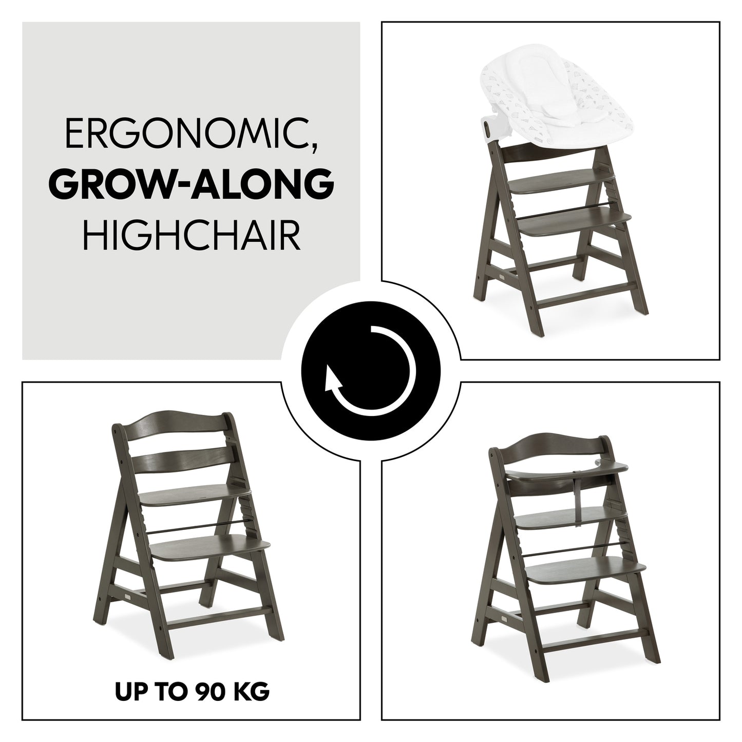 Alpha+ Select Wooden Highchair (6mths+) - Charcoal