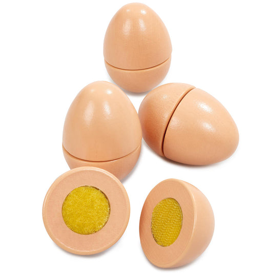 Wooden Egg Carton & Eggs