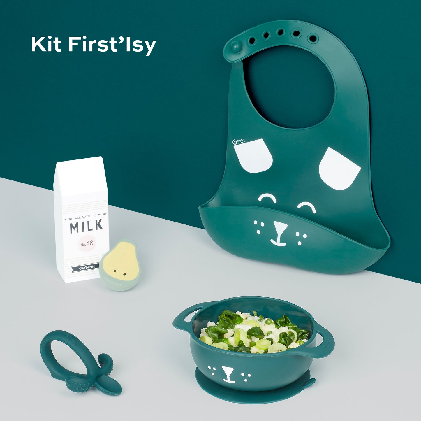 First'isy Silicone Bowl, Feeder & Bib Set (6-12m) - Dog