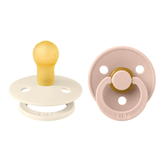 Latex Colour Round Soother 2pk Ivory/Blush