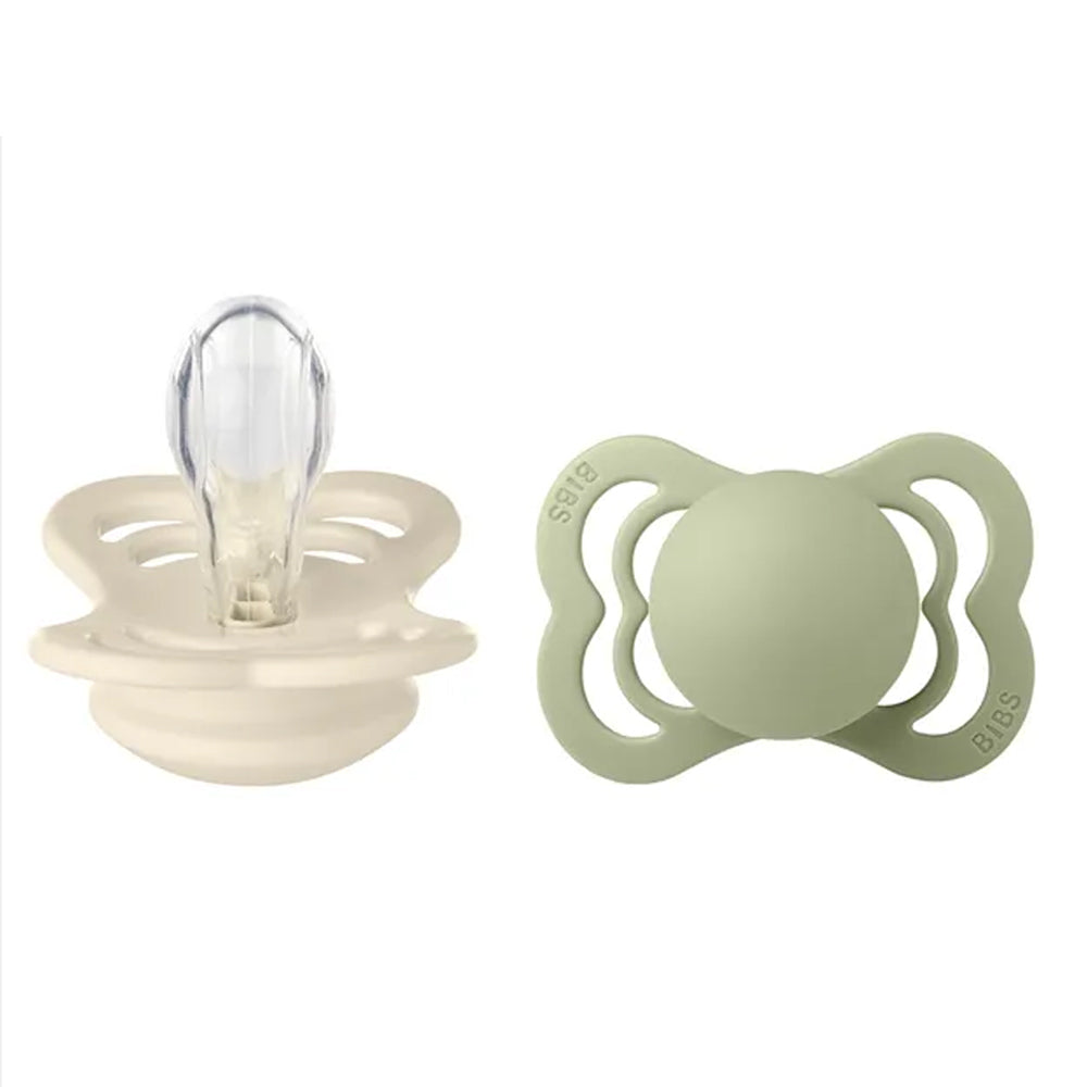 Silicone Supreme Symmetrical Soother 2pk Ivory/Sage