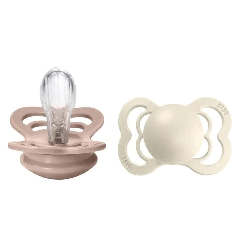 Silicone Supreme Symmetrical Soother 2pk Ivory/Blush