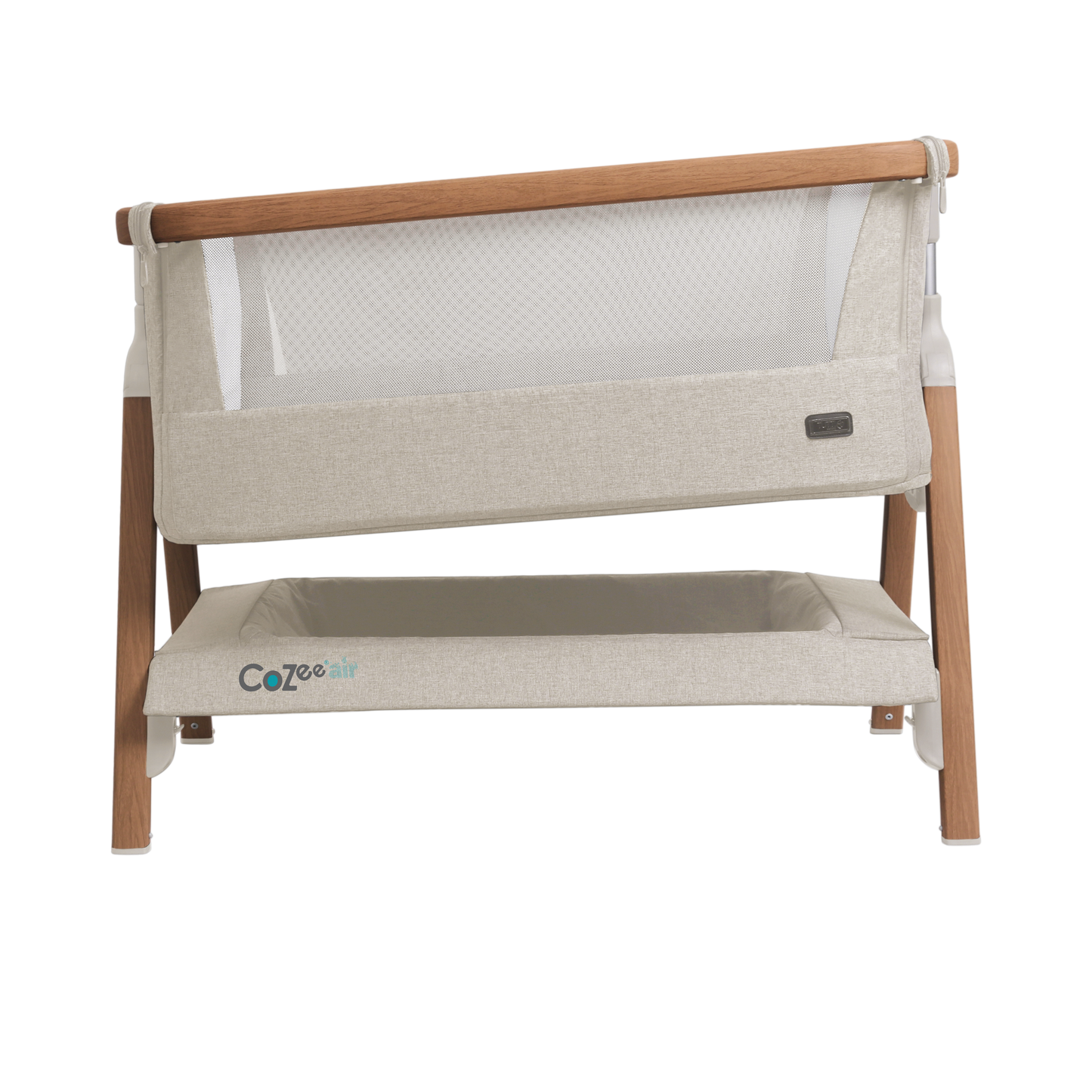 CoZee Air Bedside Crib - Scandinavian Walnut & Ecru