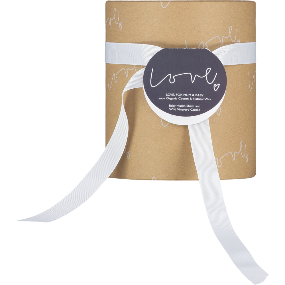 Love Organic Muslin Shawl & Candle Set - Lavender