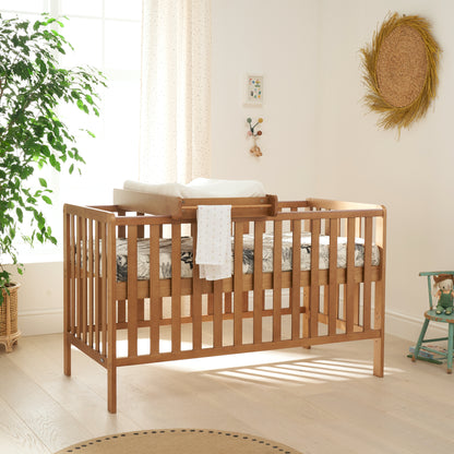 Malmo Cot Bed & Cot Top Changer & Mattress - Oak