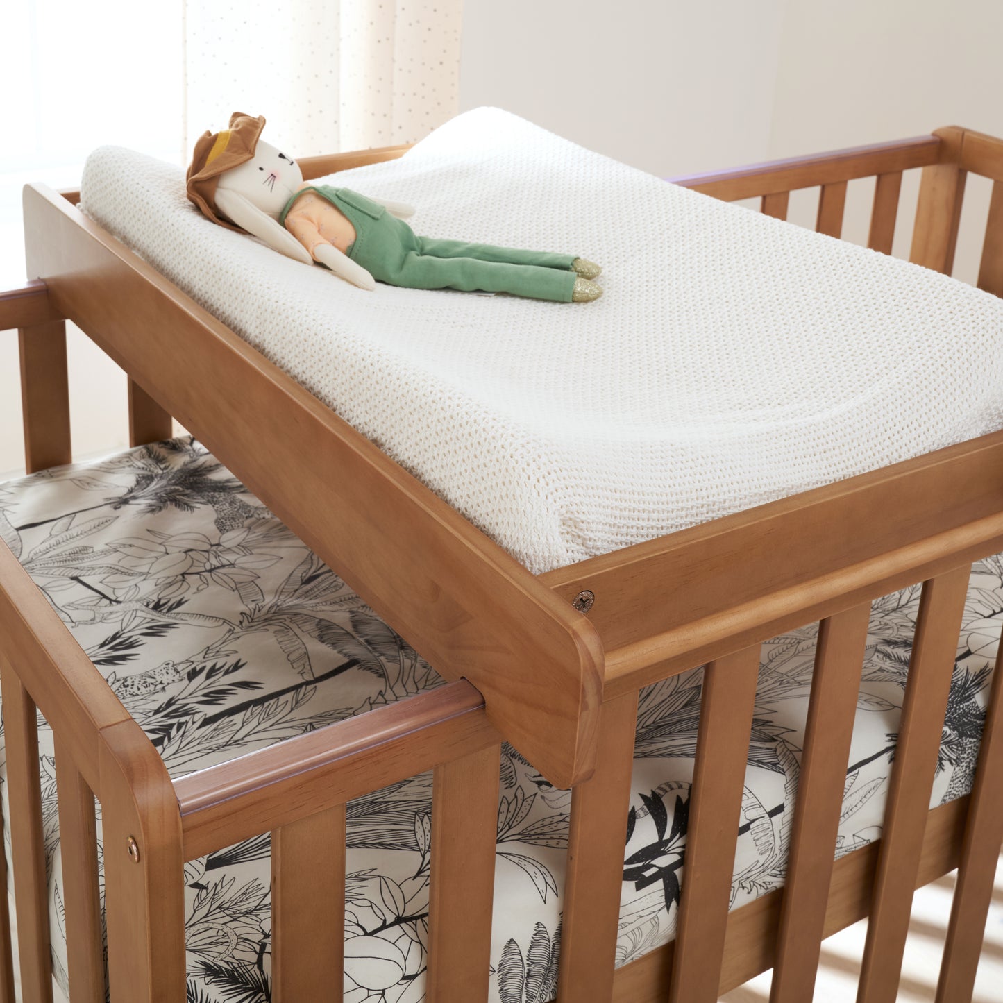 Malmo Cot Bed & Cot Top Changer & Mattress - Oak