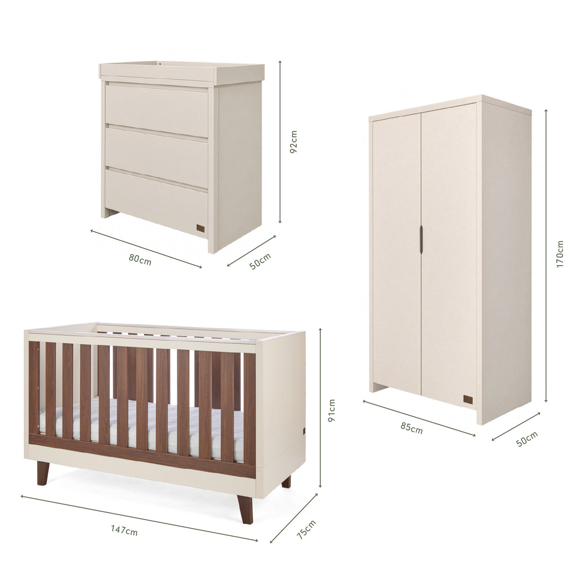 Origin Como and Origin Modena 3 Piece Nursery Furniture Set