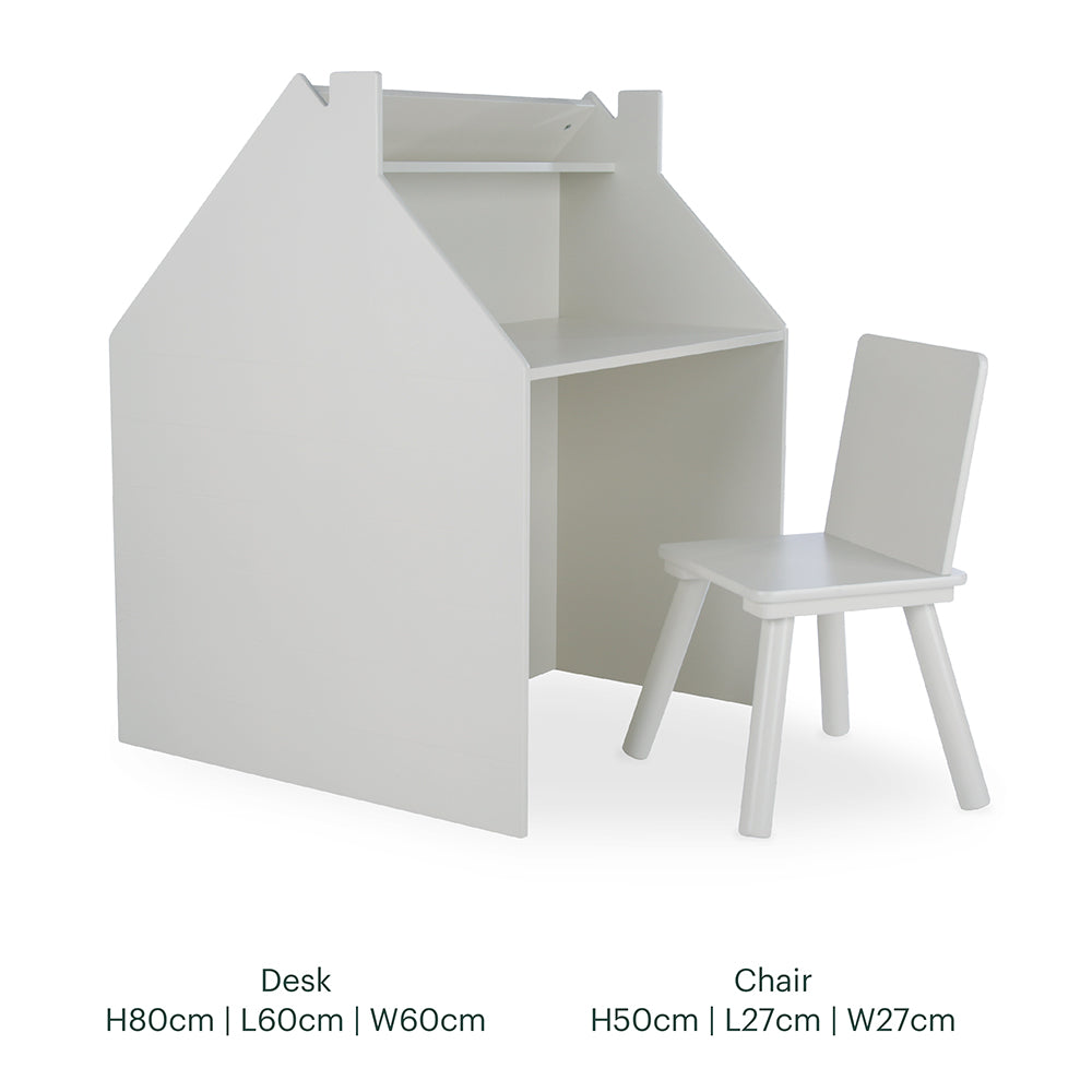 Play House Storage Desk with Easel and Chair - Pebble