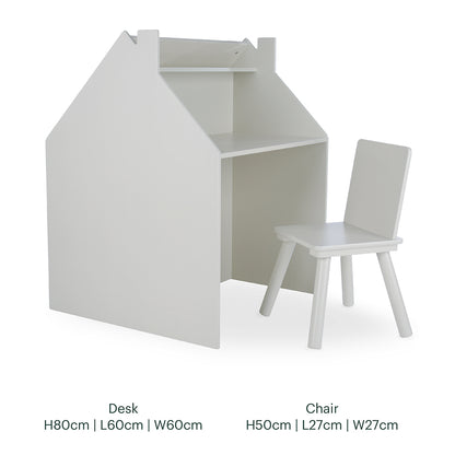 Play House Storage Desk with Easel and Chair - Pebble