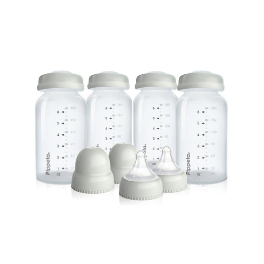 Milk Storage Glass Bottles 4pk, Teats & Lids