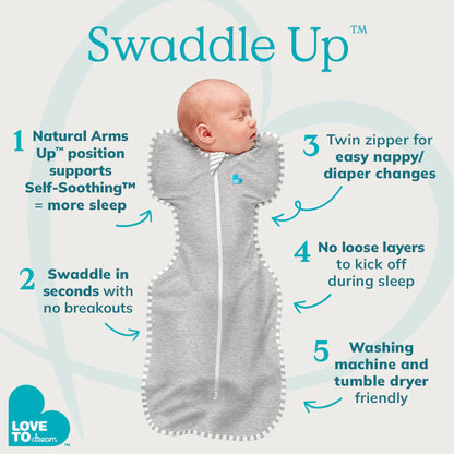 Swaddle Up™ All Seasons - Brushed Fleece North Star White