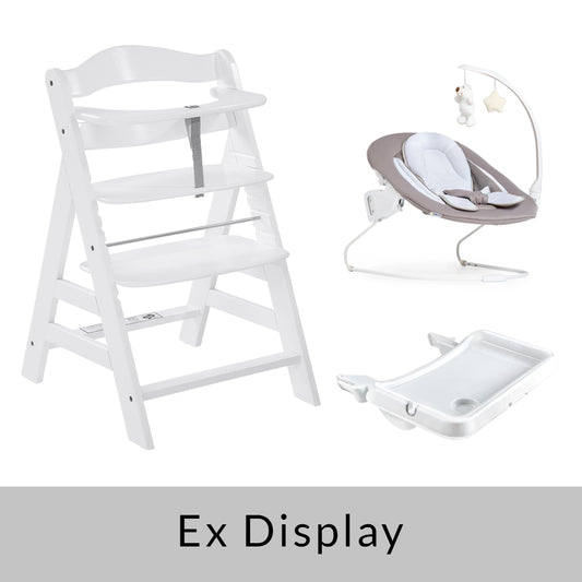 Alpha+ Highchair, Tray & Deluxe bouncer ( Ex Display )