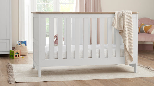 Verona Cot Bed - White & Oak ( Ex Display )