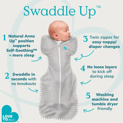 Swaddle Up™ Stage 1, Warm Quilted Cotton 2.5 Tog - Dreamer Olive