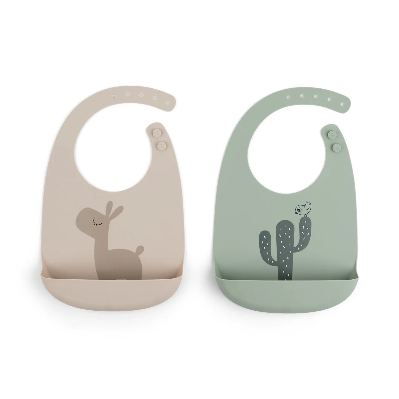 Silicone Bib 2pk - Lalee - Sand & Green