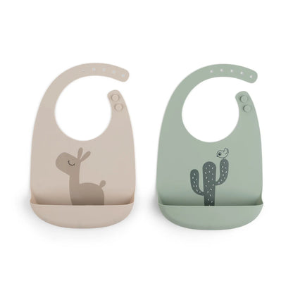 Silicone Bib 2pk - Lalee - Sand & Green