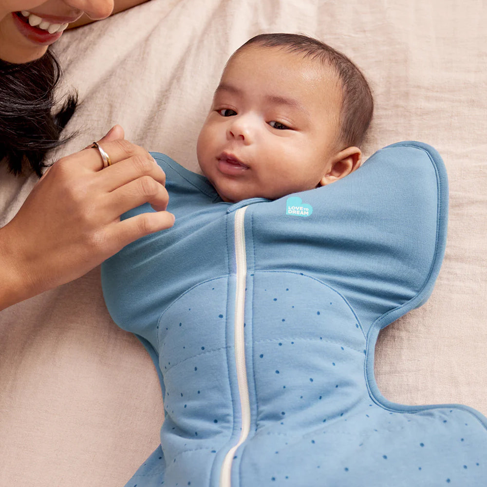 Swaddle Up™ Stage 1 Quilted Stretch Cotton 2.5 Tog -  Blue Pebble