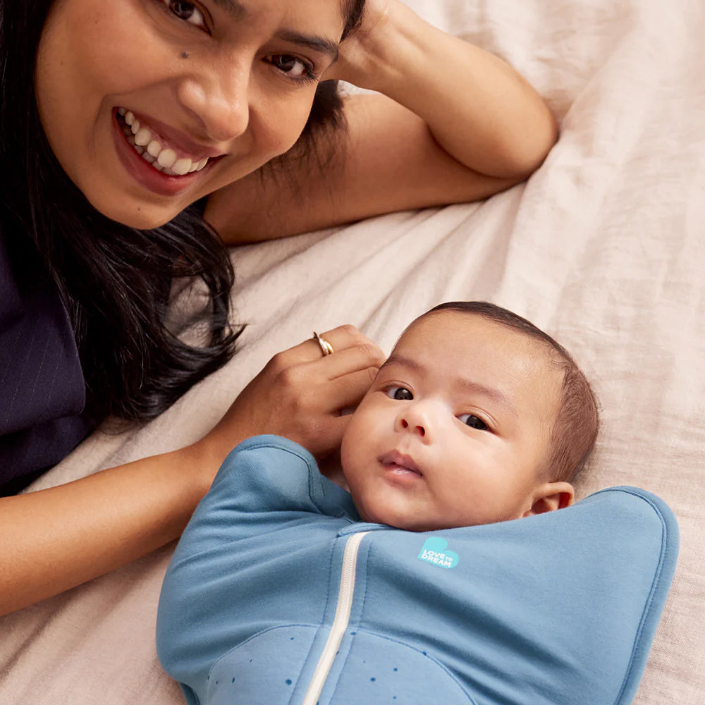 Swaddle Up™ Stage 1 Quilted Stretch Cotton 2.5 Tog -  Blue Pebble