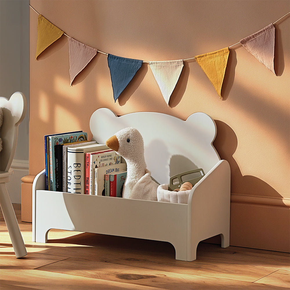 Play House Bear Book Storage - Pebble