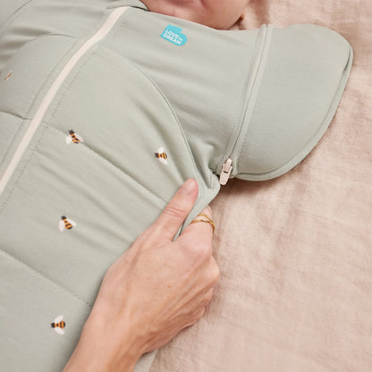 Swaddle Up™ Stage 2 Transition Bag Quilted Cotton 2.5 Tog - Olive Bees