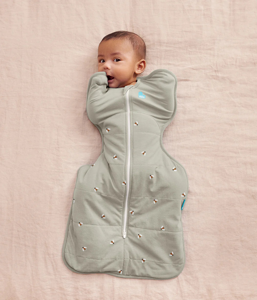 Swaddle Up™ Stage 1 Quilted Stretch Cotton 2.5 Tog -  Olive Bees