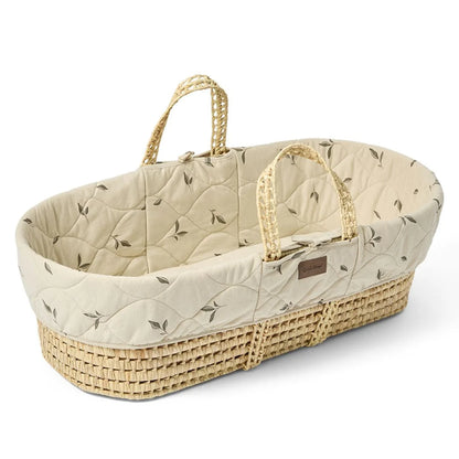 Organic Quilt Moses Basket, Mattress & Natural Rocking Stand