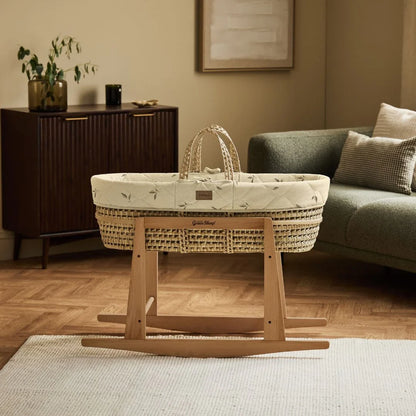 Organic Quilt Moses Basket, Mattress & Natural Rocking Stand