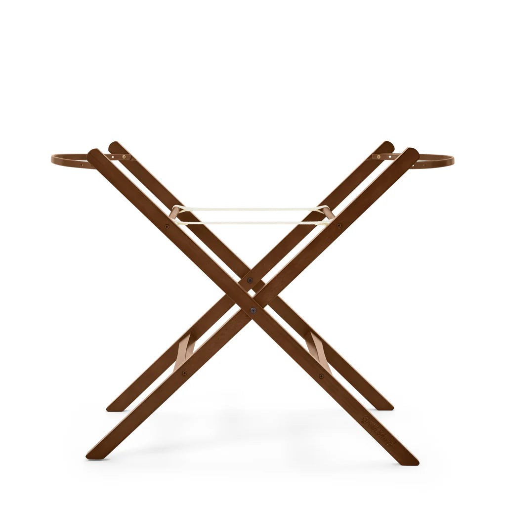 Organic Wheat Knit Moses Basket, Mattress & Walnut Folding Stand Set