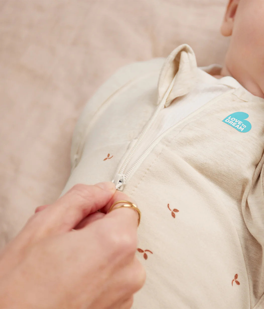 Swaddle Up™ Stage 2 Transition Bag Stretch Cotton Fleece 1.5 Tog - Oatmeal Twigs