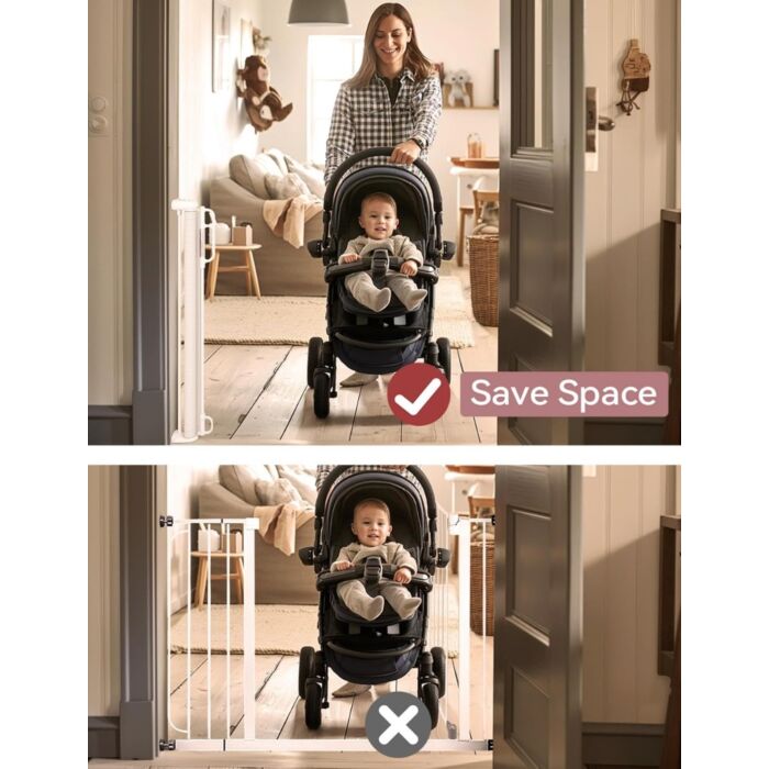 Retractable Baby Gate - White