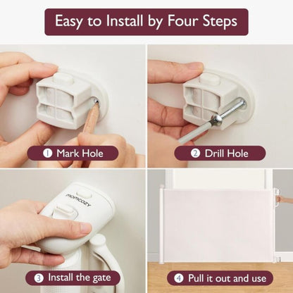 Retractable Baby Gate - White