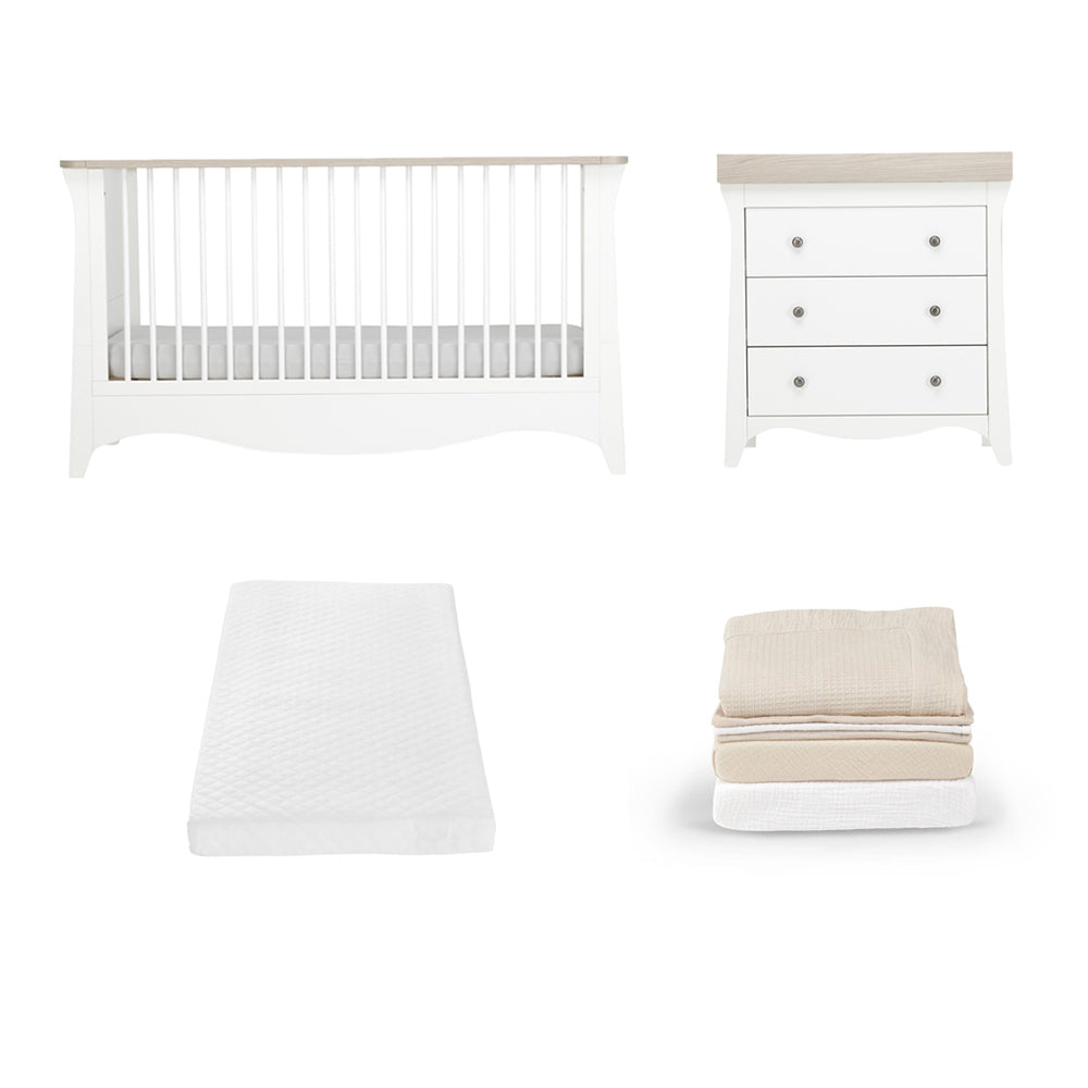 Clara 2 Piece Room Set, 4 Piece Bedding Set, and Pocket Sprung Mattress Bundle